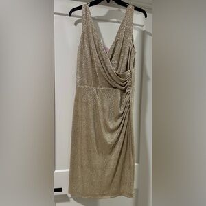 Lauren Ralph Lauren Gold One-Shoulder Draped Cocktail Dress